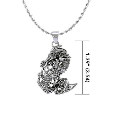 Dragon Clutching Moon ~ Sterling Silver Jewelry Pendant TP992 - Jewelry